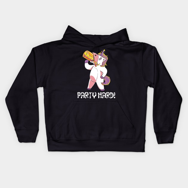 Funny drinking unicorn graphic - perfect gift Kids Hoodie by Pummli